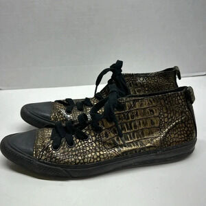 Comme des Garcons Sneakers  Crocodile High Top Lace Up Shoes Bronze Black Mens 9